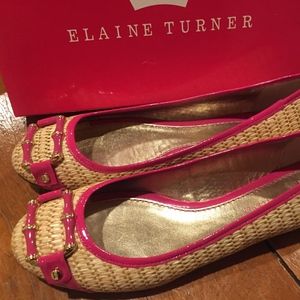 Elaine Turner Liz Raffia Pink Ballet Flats NIB 9.5